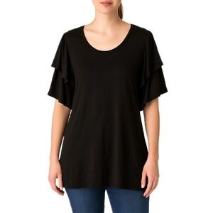 Black Double Sleeve Top 2X